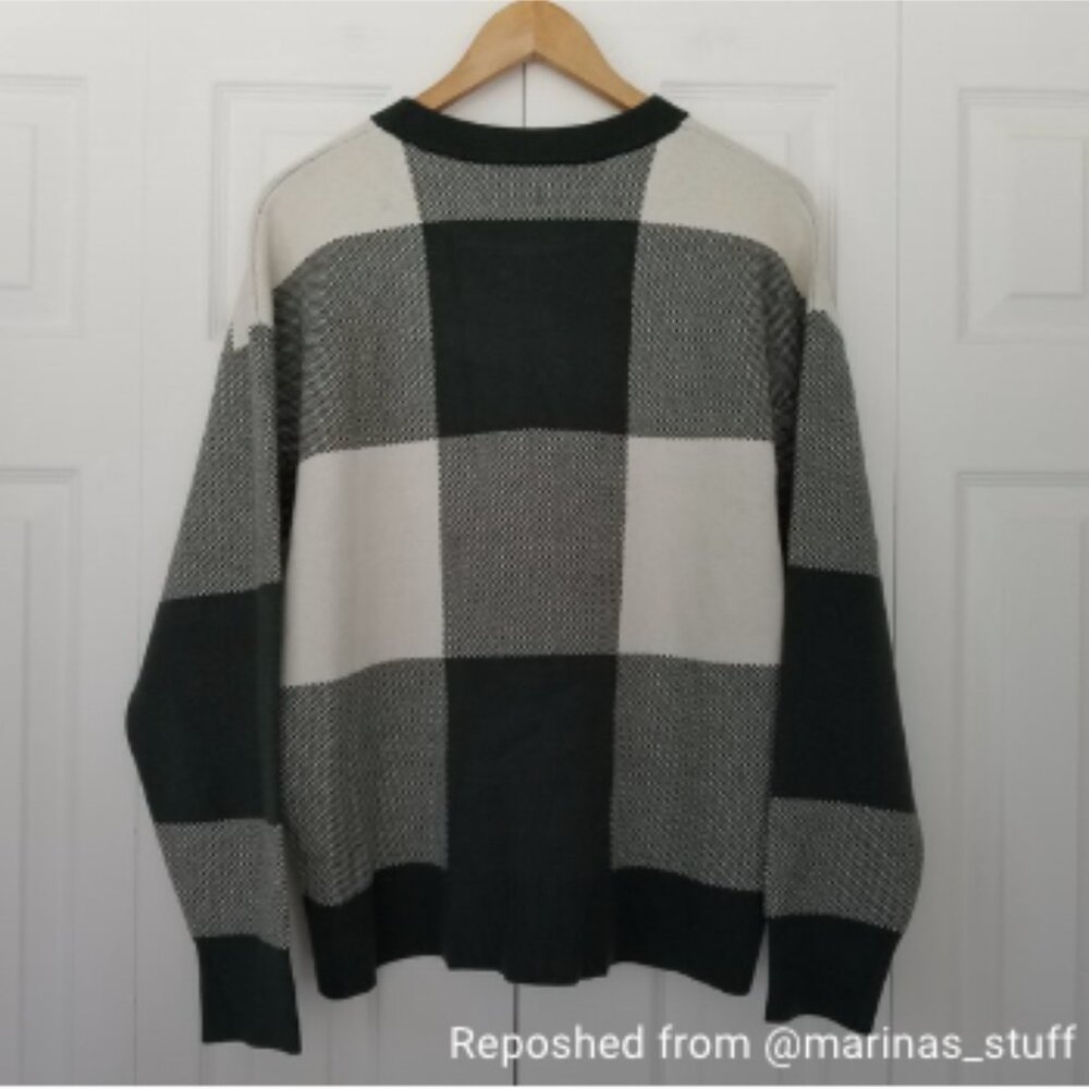 Tahari Womens Long Sleeve Sweater Green Beige X-Large